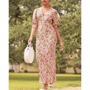 Rixo X Target Floral Puff Sleeve Midi Dress Size 8